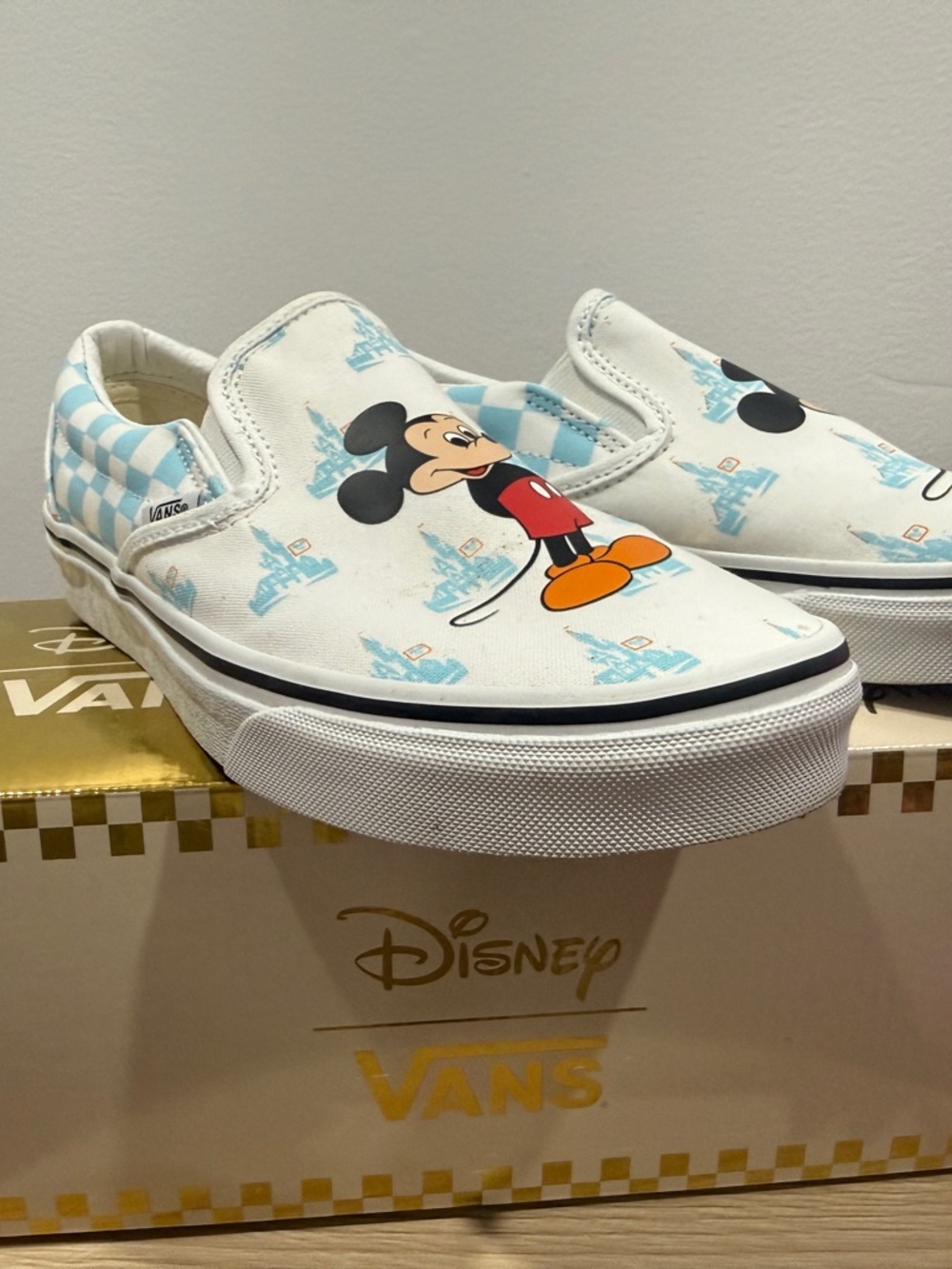 Vans x Disney 50th Anniversary Mickey Mouse Slip-On Sneakers - White/Blue LE